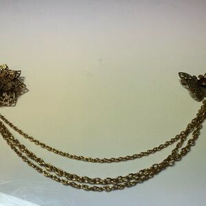 Vintage Gold Tone Sweater Dress Chain Brooch